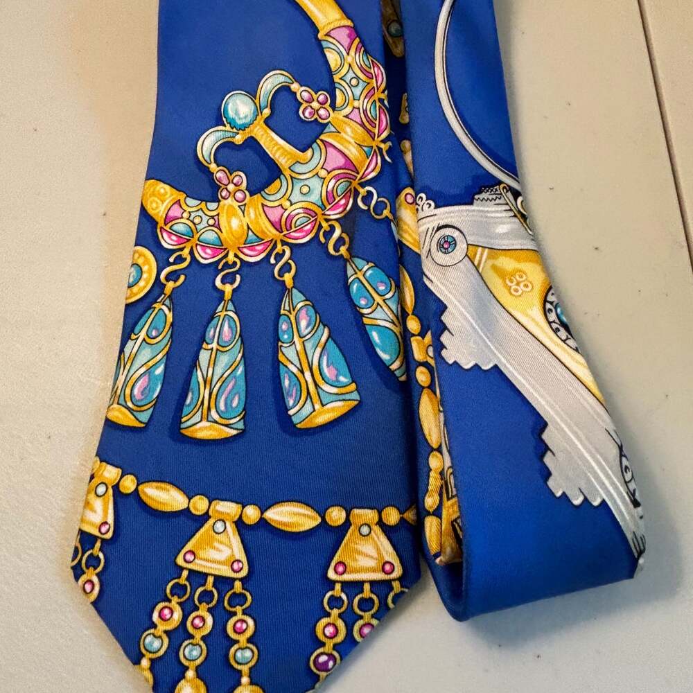 Hermès Cliquetis Blue Silk Tie